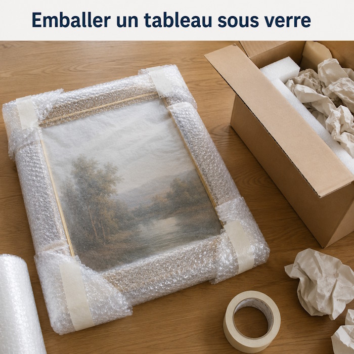 emballer un tableau sous verre