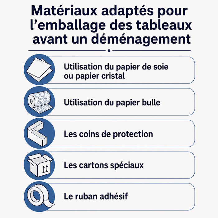 matériaux pour emballage des tableaux
