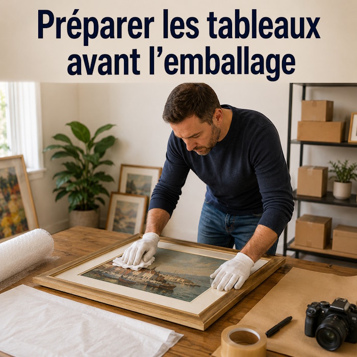 préparer les tableaux avant emballage